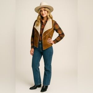 Faux Suede Shearling Vest